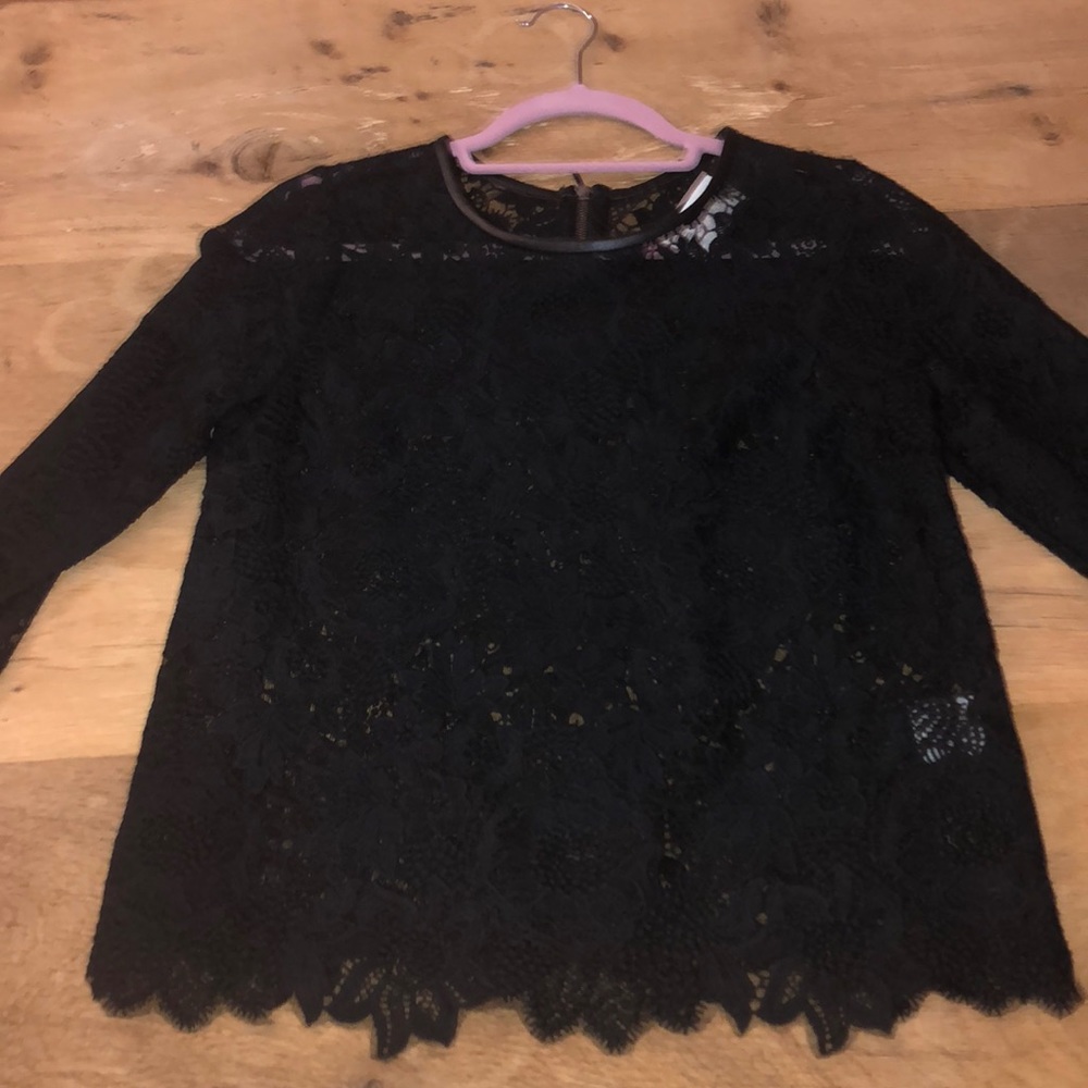 Black lace long sleeved top